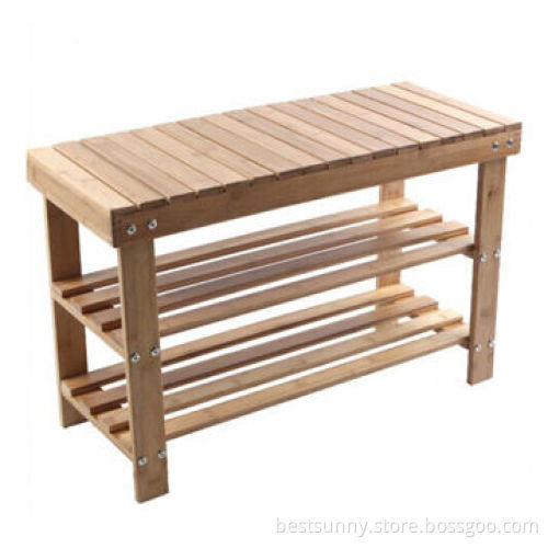 Shoe rack, made of green bamboo 90cm